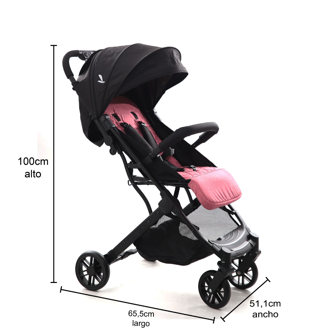 Coche para bebé 4 ruedas con porta bebe negro/rosado Spectrum